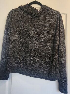 GAP Marled Black & White Hooded Pullover Sweater XS Euc
